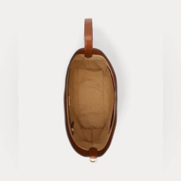 NWOT Lauren Ralph Lauren's Kassie Large Leather Shoulder Tote Bag + Brass Tag - Picture 5 of 13